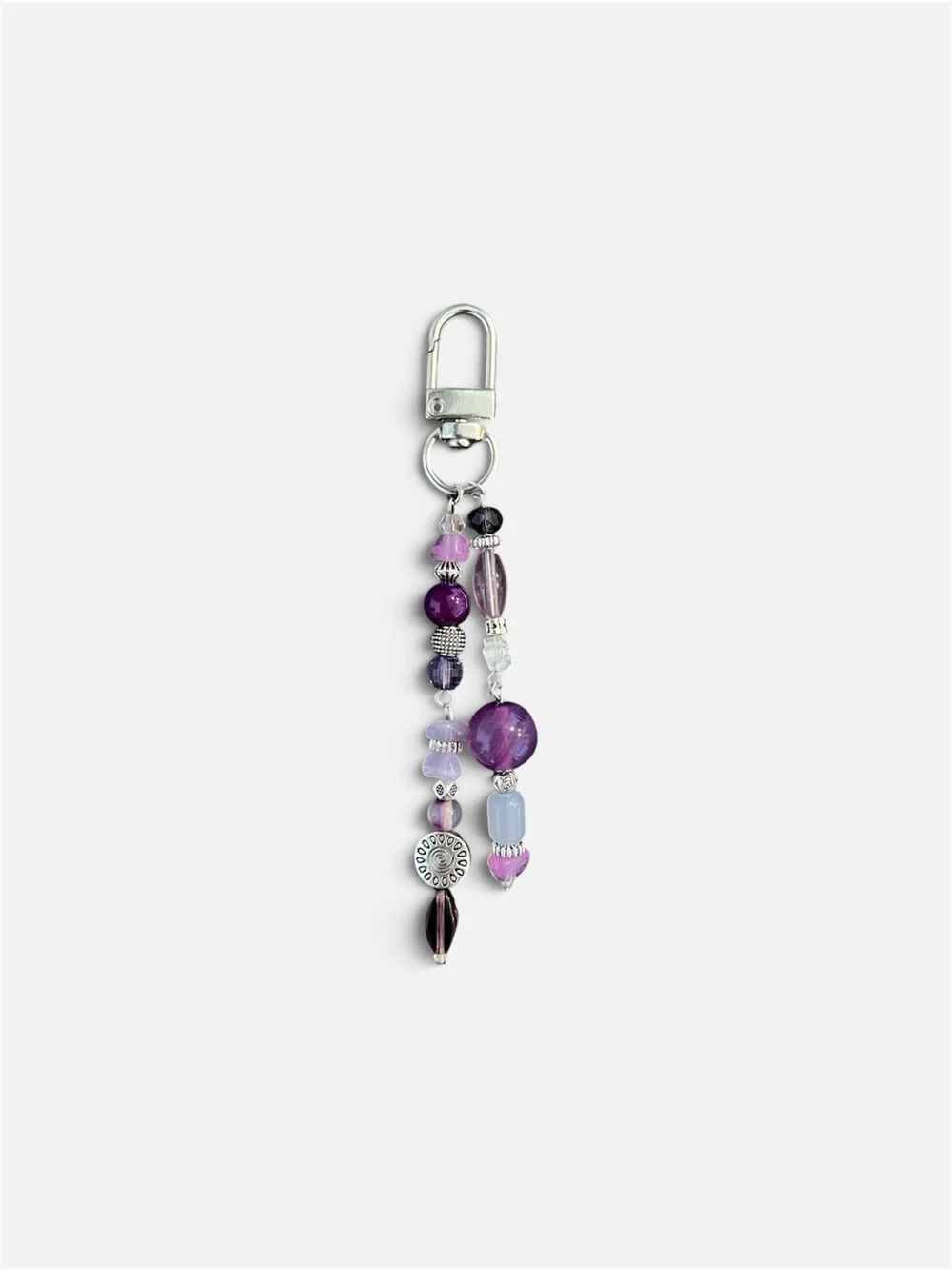 Purple Beaded Keychain Charm